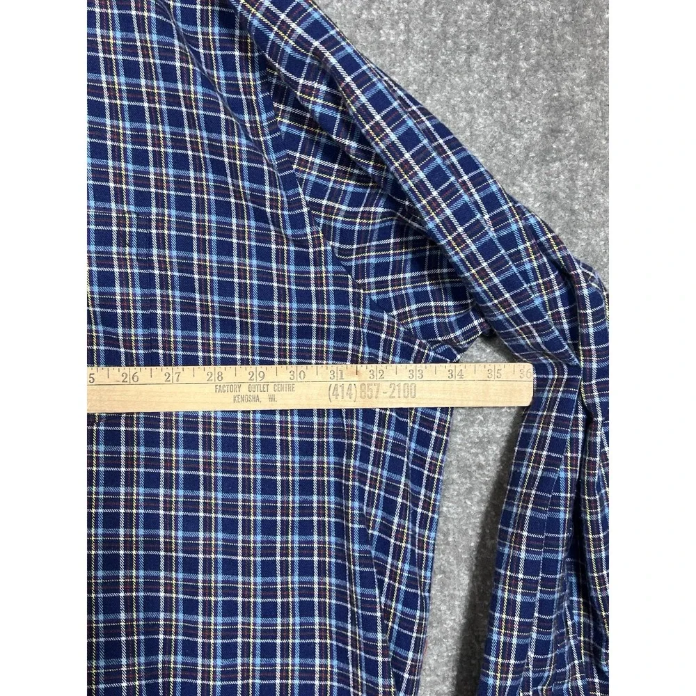 Foxfire Button Down Flannel Shirt Mens Size 5XB Blue Plaid Cotton Long Sleeve